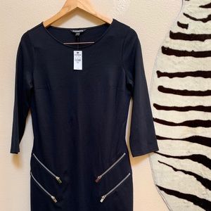 NWT EXPRESS BLACK 3/4 Sleeve Dress with zippers